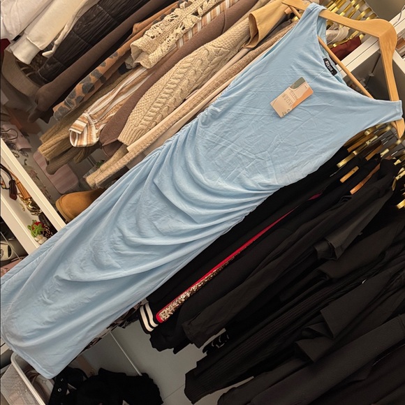 Btfbm Sky Blue Maxi Dress ruched booty - Picture 5 of 6